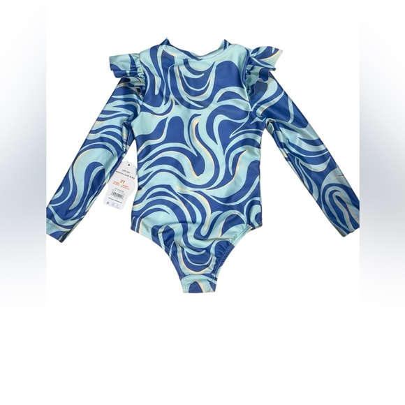 Wonder Nation Blue Rashguard with Dynamic Swirl Pattern - Picture 2 of 3